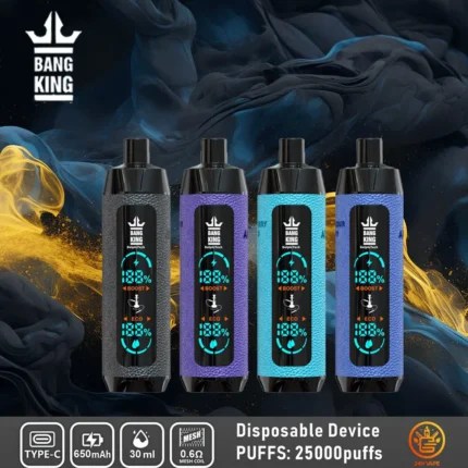 Bang King 25000 Puff 拋棄式電子煙｜皮套LED顯示屏  多重水果口味